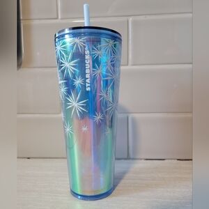 Starbucks Iridescent Blue Tumbler with Star Design 24 Oz